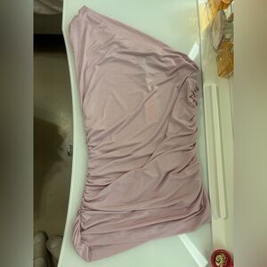 Anthropologie Purple Ruched Asymmetrical Top